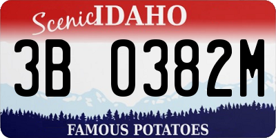 ID license plate 3B0382M