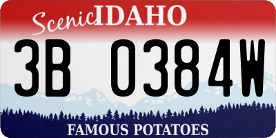 ID license plate 3B0384W