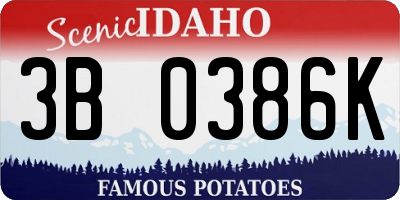 ID license plate 3B0386K