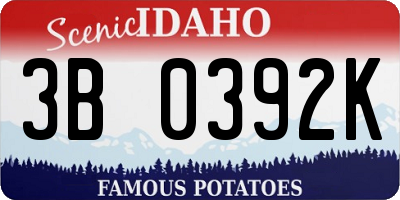 ID license plate 3B0392K
