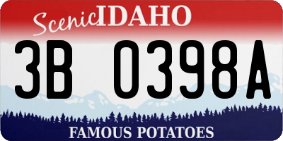 ID license plate 3B0398A