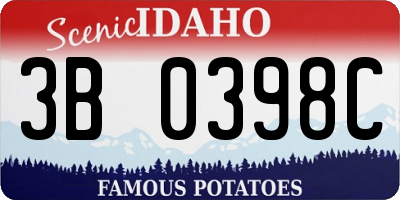 ID license plate 3B0398C