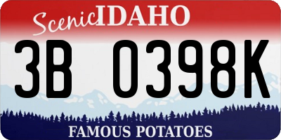 ID license plate 3B0398K