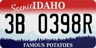 ID license plate 3B0398R