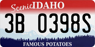 ID license plate 3B0398S