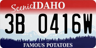 ID license plate 3B0416W