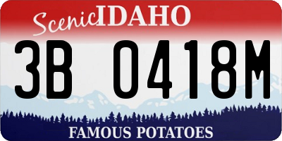 ID license plate 3B0418M