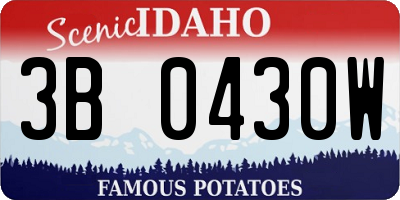 ID license plate 3B0430W