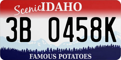 ID license plate 3B0458K