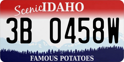 ID license plate 3B0458W