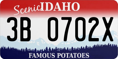 ID license plate 3B0702X