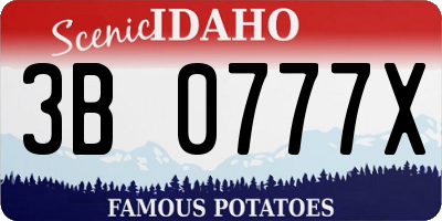 ID license plate 3B0777X