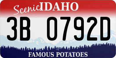 ID license plate 3B0792D