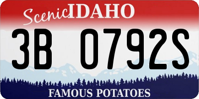 ID license plate 3B0792S