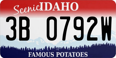 ID license plate 3B0792W