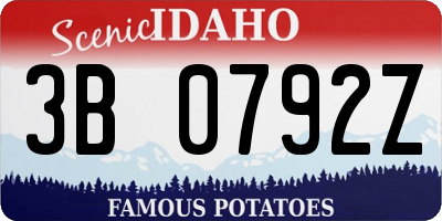 ID license plate 3B0792Z