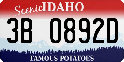 ID license plate 3B0892D