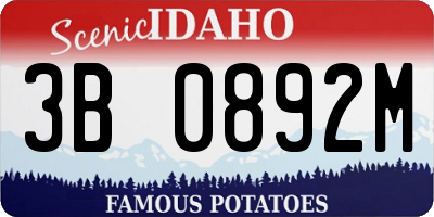 ID license plate 3B0892M