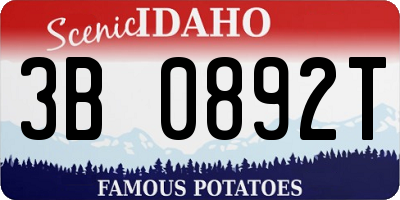 ID license plate 3B0892T