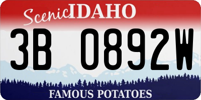 ID license plate 3B0892W
