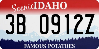 ID license plate 3B0912Z