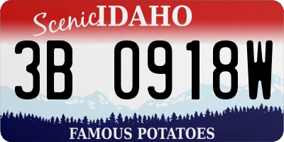 ID license plate 3B0918W