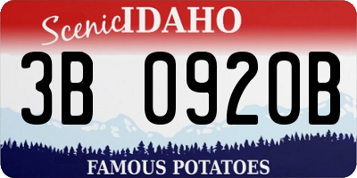 ID license plate 3B0920B