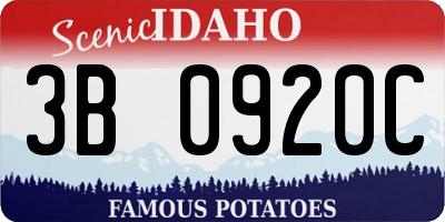 ID license plate 3B0920C