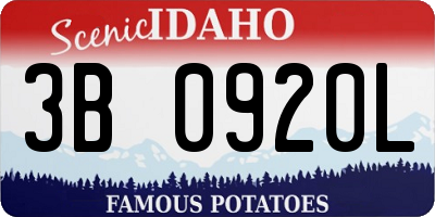 ID license plate 3B0920L