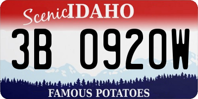 ID license plate 3B0920W