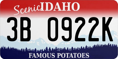 ID license plate 3B0922K