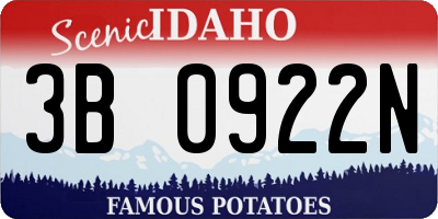 ID license plate 3B0922N