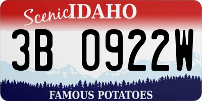 ID license plate 3B0922W