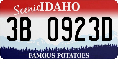 ID license plate 3B0923D