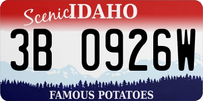 ID license plate 3B0926W