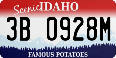 ID license plate 3B0928M