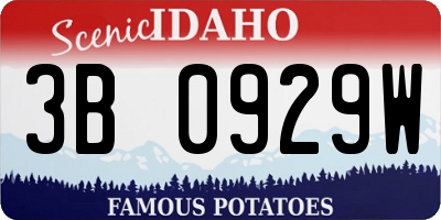 ID license plate 3B0929W