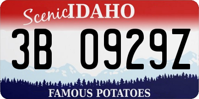 ID license plate 3B0929Z
