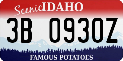 ID license plate 3B0930Z