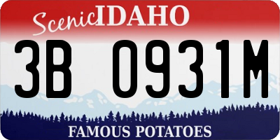 ID license plate 3B0931M