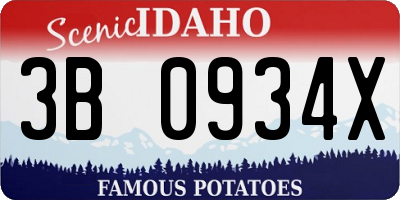 ID license plate 3B0934X