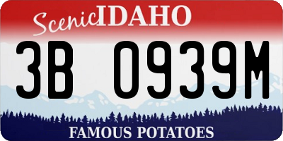 ID license plate 3B0939M