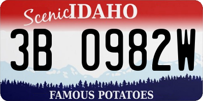 ID license plate 3B0982W
