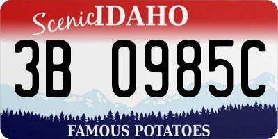 ID license plate 3B0985C