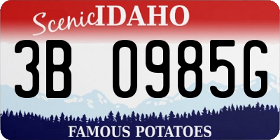 ID license plate 3B0985G