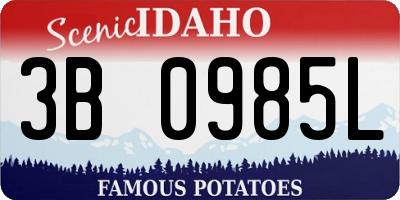 ID license plate 3B0985L