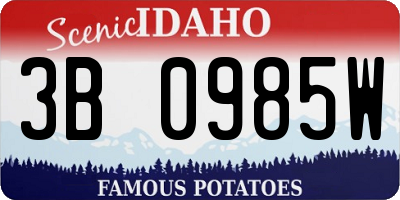 ID license plate 3B0985W