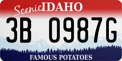 ID license plate 3B0987G