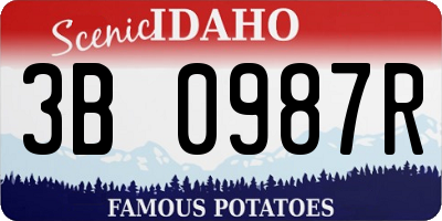 ID license plate 3B0987R