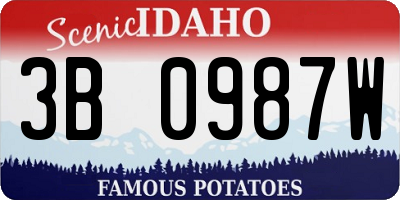 ID license plate 3B0987W